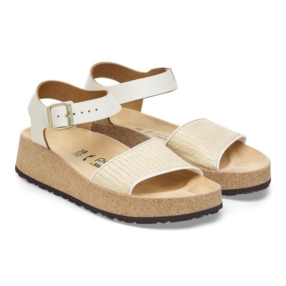 Birkenstock Papillio White and Tan Wedge Strappy Sandals Size 40, NEW - Picture 6 of 16